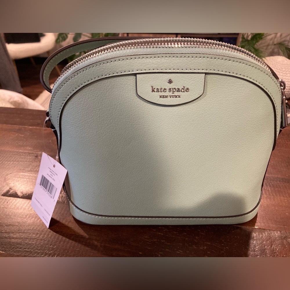 NWT Kate Spade Sylvia Dome Crossbody Spring Meadow Green pebble embossed leather